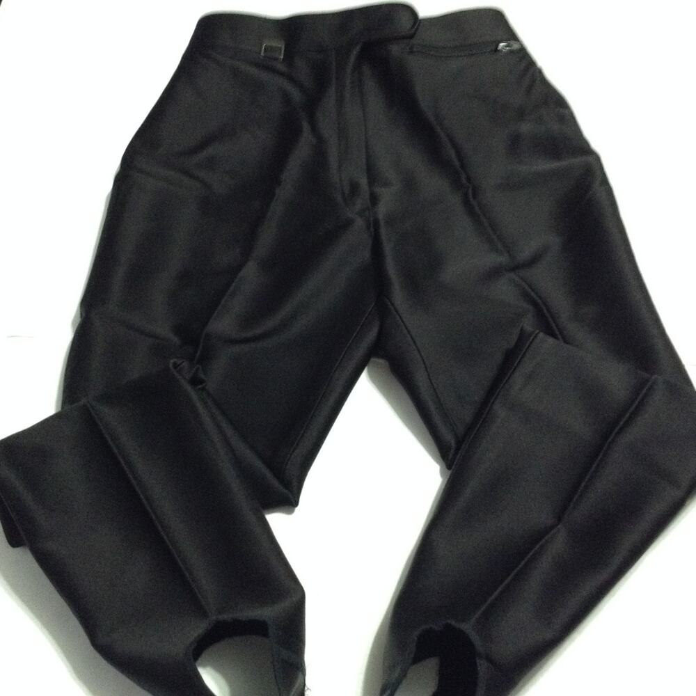 Vintage FERA Skiwear Stirrup Pants Womens 8R Black High Waist Ski Trousers Retro